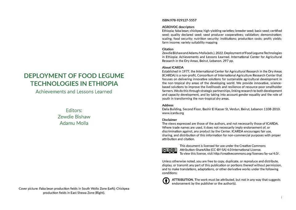Book layout – ICARDA, 01 Knowledge product - Food Legume Technologies in Ethiopia (ICARDA 2022) Page 002