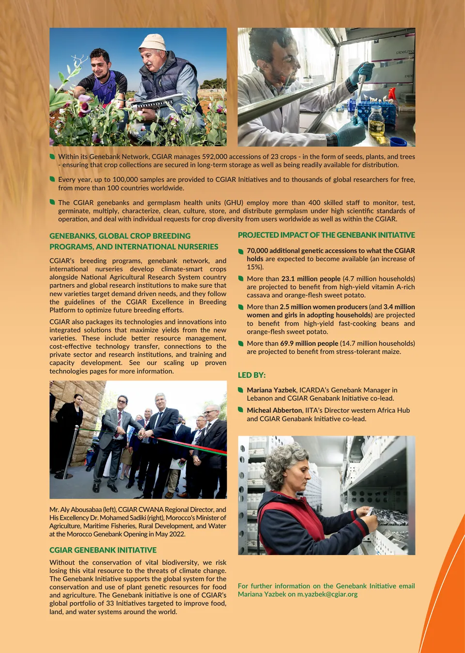 Brochure Design – ICARDA — Genebank onepager COP27 - Nov 2022 Printing Version, page 2