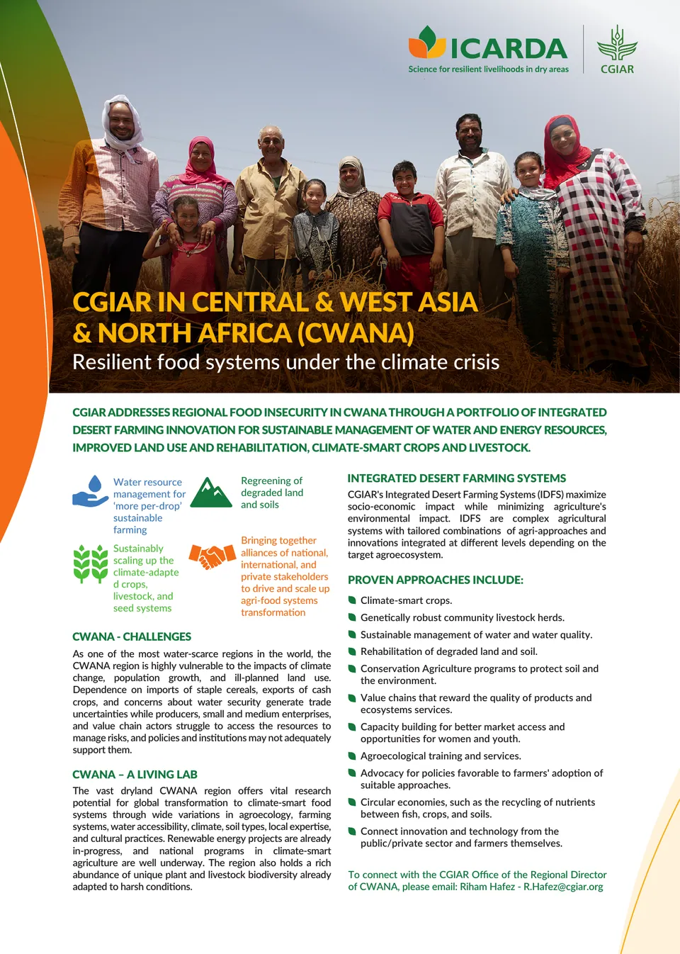 Brochure Design – ICARDA — COP27 CWANA One Pager 2022 NA Printing Version, page 1