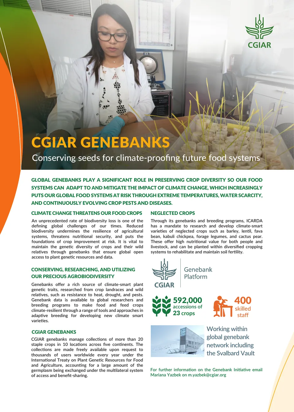 Brochure Design – ICARDA — Genebank onepager COP27 - Nov 2022 Printing Version, page 1