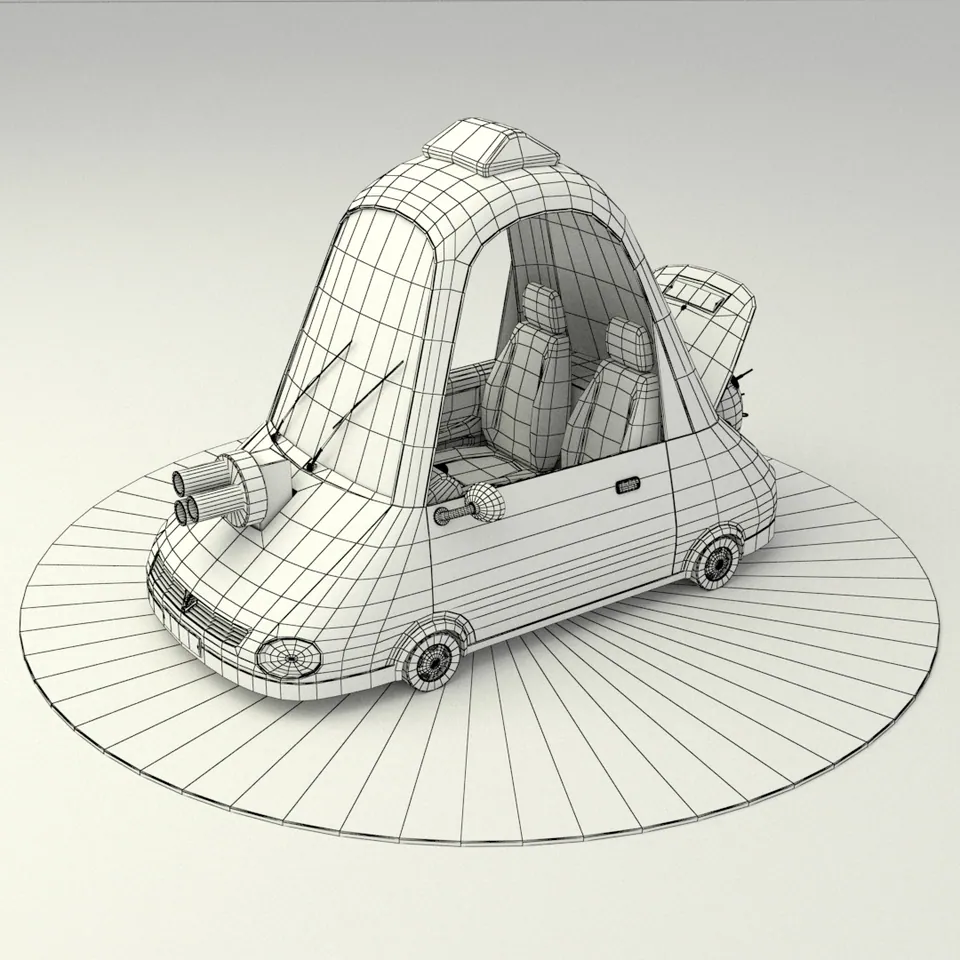 Concept Art – Vehicle Design — Car Model 66 wireframe.0001